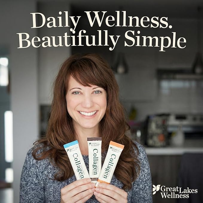 Great Lakes Wellness Collagen Peptides Powder for Skin, Hair, Nails, Joints & Digestion - Variety Flavors - Quick Dissolve Hydrolyzed, Non-GMO, Kosher - 12 Sticks