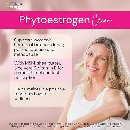 BIOLABS PRO Phytoestrogen Cream - Natural Plant Based Support, Hormone-Free Formula - Red Clover Extract, Black Cohosh & Soy Flavonoids - Two Month Supply - 3oz