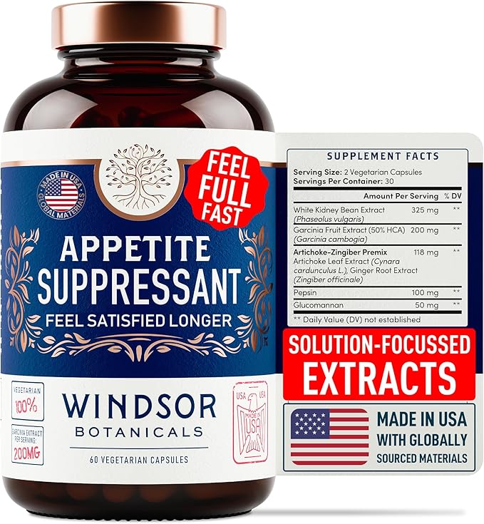 Appetite Suppressant for Weight Loss - Garcinia Cambogia, Glucomannan Appetite Control Supplements and Metabolism Booster for WeightLoss - Lose Weight Fast for Women and Men - 60 Veggie Diet Pills