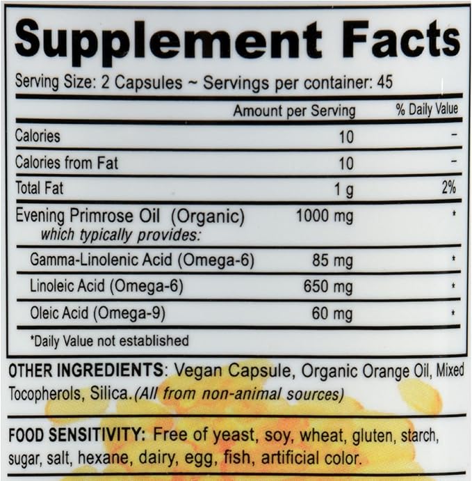 Deva Vegan Evening Primrose Oil - Unrefined - Cold Pressed - Gluten Free - 90 Vegan Capsules (Pack of 2)