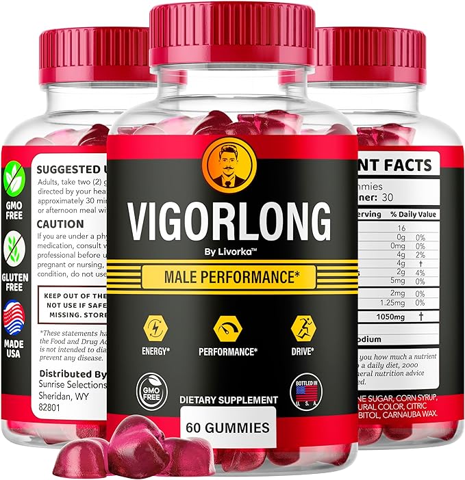 Vigorlong Gummies - Official VigorLongGummies for Men Premium Natural Support, Vigorlong Gummy Maximum Energy Advanced Support Formula for Overall Health & Wellness, 60 Gummies for 1 Month