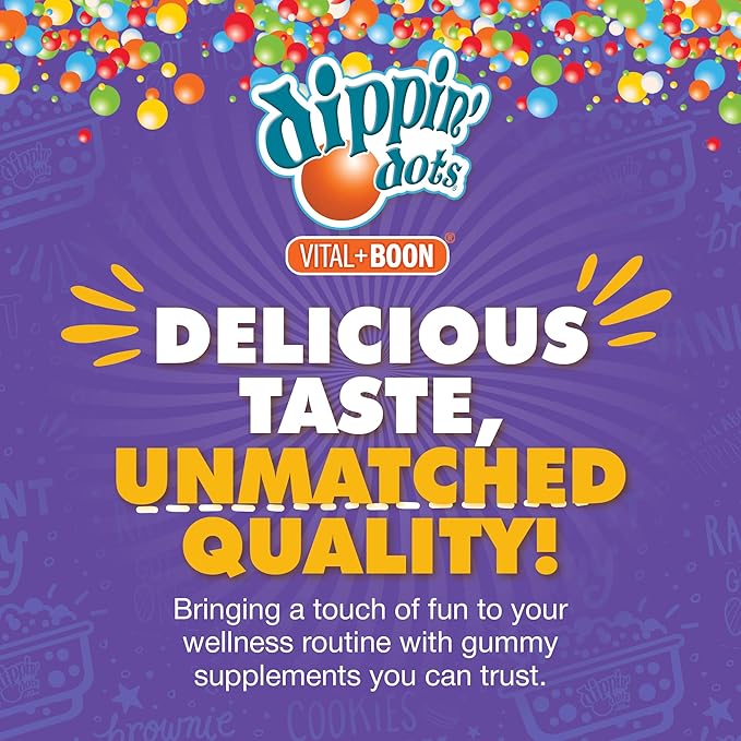 Vital+Boon Dippin' Dots - Multivitamin Gummies for Adults - Gummy Vitamins with Vitamin A, B6, C, D3, E & Folic Acid - Vegetarian, Non-GMO, Gluten-Free (60 Count)