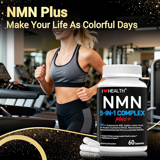NMN Complex Plus+ for Women & Men with NAC, Alpha Lipoic Acid, CoQ10 & Resveratrol – 5-in-1 Cellular Energy & Healthy Aging Support – 60 Capsules, Non-GMO, Made in USA