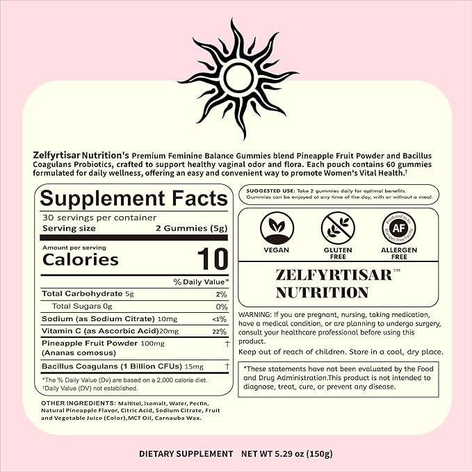 Vaginal Probiotic Gummies - Pineapple Probiotic Gummies for Women Vaginal Health Support, Sugar Free Vegan Womens Vitamins with Vitamin C, pH Balance for Women, 60 Gummies 30 Day Supply
