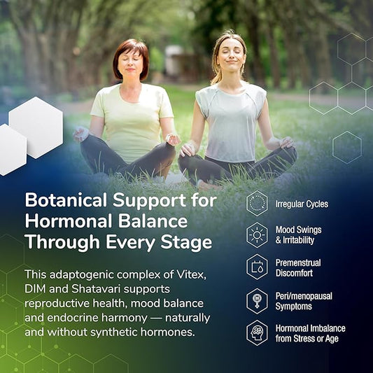 Vitex + DIM + Shatavari Hormone Balance Supplement – PMS, Menopause & Cycle Support for Women – Adaptogenic Complex with Maca, Ashwagandha, Dandelion – Vegan – 60 Capsules