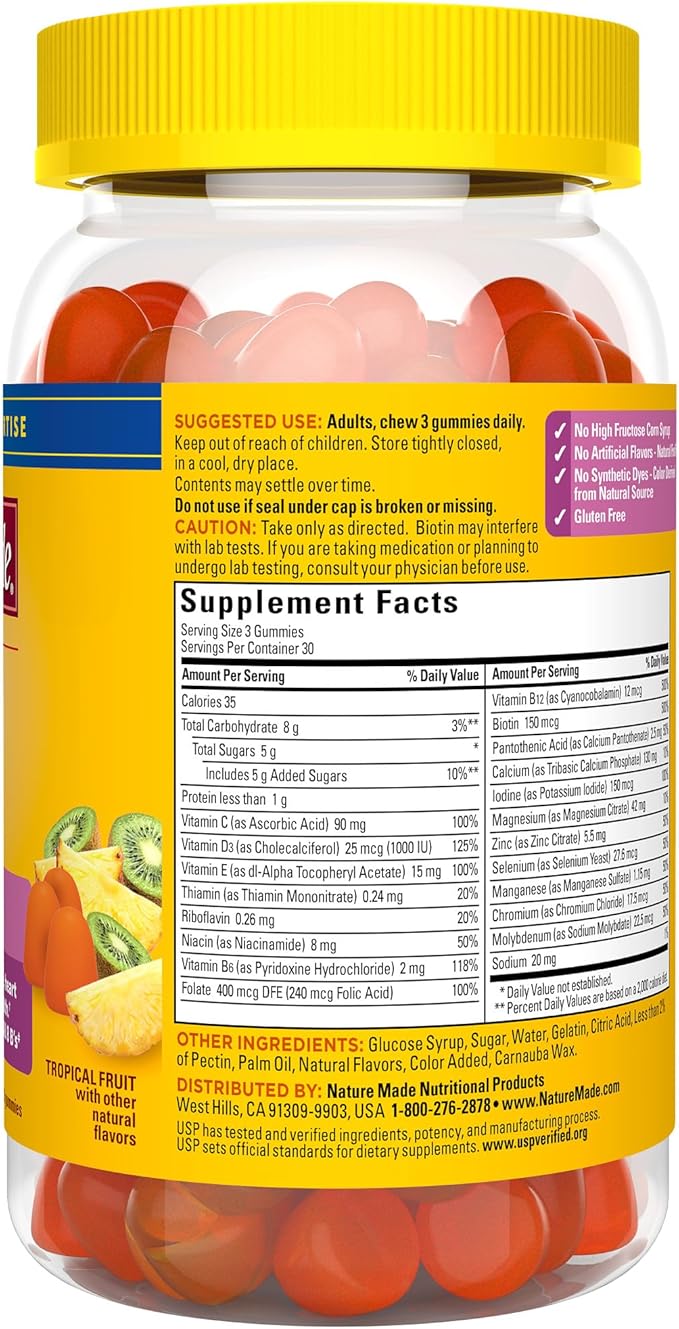 Nature Made Advanced Womens Gummy Multivitamins with Magnesium Citrate, Calcium, B Vitamins, Multivitamin Gummies for Women, 90 Multi Vitamin Gummies, 30 Day Supply