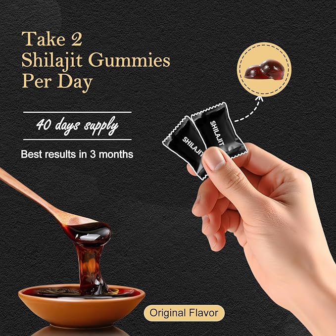 Shilajit Gummies for Men & Women, Natural Himalayan Shilajit Gummies Rich in Ashwagandha, Gokshura with 85+ Minerals, Non-GMO, 100% Pure & Natural, Energy Support & Overall Health, 80 Gummies
