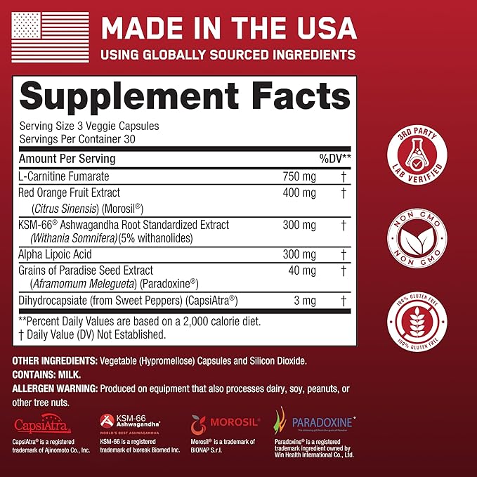 SteelFit Steel Core, Stimulant-Free Fat Burner & Weight Loss Pills Supplement - Cortisol, Belly Fat, Metabolism Booster for Men & Women - L-Carnitine, Morosil, Ashwagandha, Alpha Lipoic Acid - 90ct