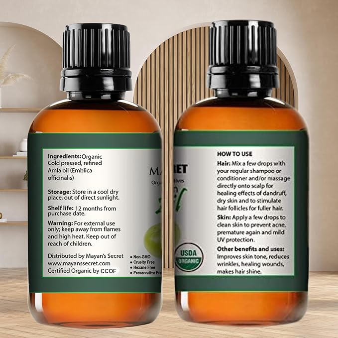 Pure Carrier and Essential Oils for Skin Care, Hair, Body Moisturizer for Face-Anti Aging Skin Care (Amla Oil Organic, 4oz)