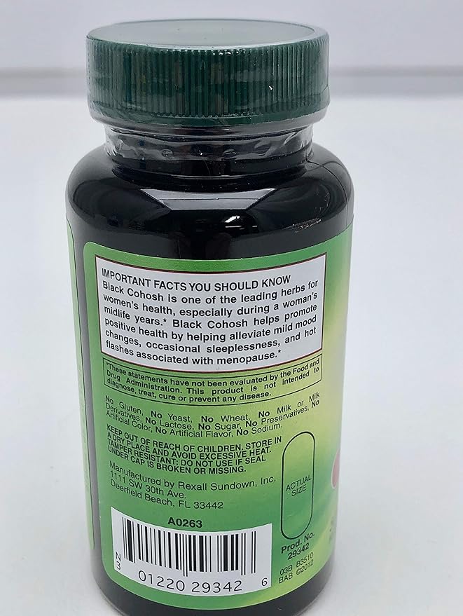 CWQZGUF Aeiniwer Rexall Black Cohosh 540mg-50 Ct
