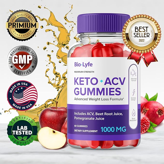 Biolyfe Keto + Gummies,BiolyfeKeto ACV Keto Supplement Gummies - Maximum Strength, Keto+ ACV Gummys, All Natural Support Formula Keto+ACV Advanced Formula, Biolyfe Keto Gummy Reviews (3 Pack)