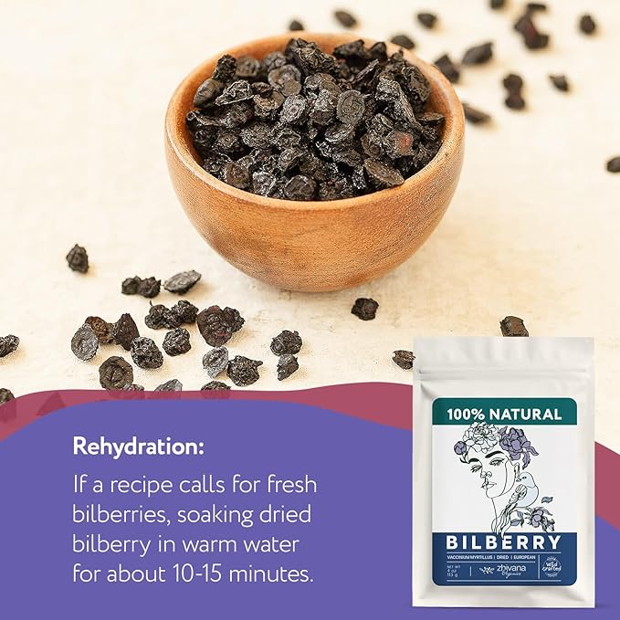 Wild Bilberry Dried Fruits (4 oz.) – Bilberry Tea - Superfood berries -Whortleberry (Vaccinium myrtillus) - Antioxidant, Immunity, Heart Health