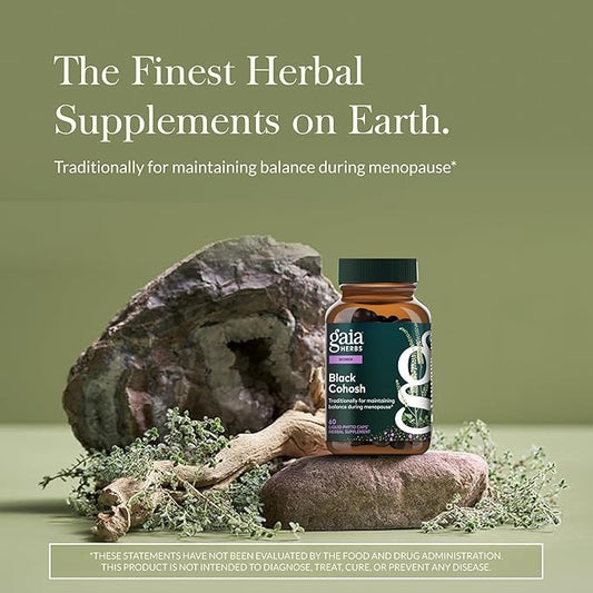 Gaia Herbs Black Cohosh - Menopause Support Supplement to Help Support Hormone Balance & Health for Women* - with Black Cohosh - 60 Vegan Liquid Phyto-Caps (60 Servings)