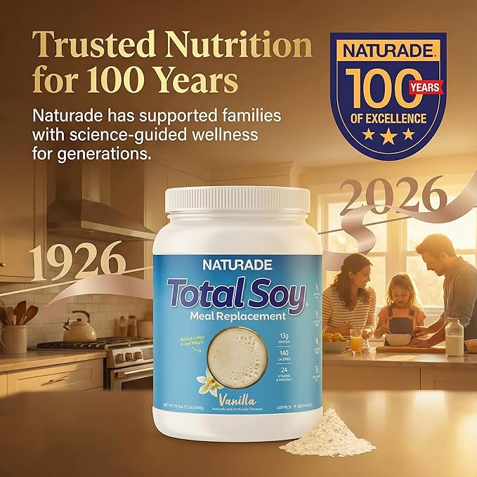 Total Soy Plant-Based Meal Replacement Powder | 13g Complete Soy Protein, Low Carb, Low Sugar | Supports Hormonal Balance, Healthy Blood Sugar & Weight Management | Vanilla, Vegan