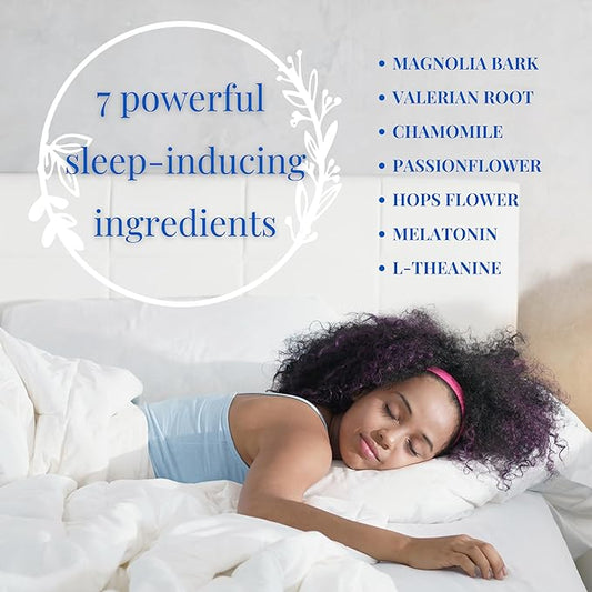 Natural Sleep Aid for Adults with Low Dose Melatonin 0.5mg – Valerian Root + L-Theanine Supplement, Chamomile | No Morning Grogginess | Non-Habit Forming, 60 Ct