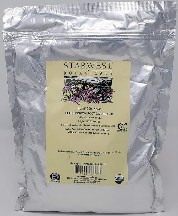 Black Cohosh Root Organic Cut & Sifted - Cimicifuga racemosa, 1 lb,