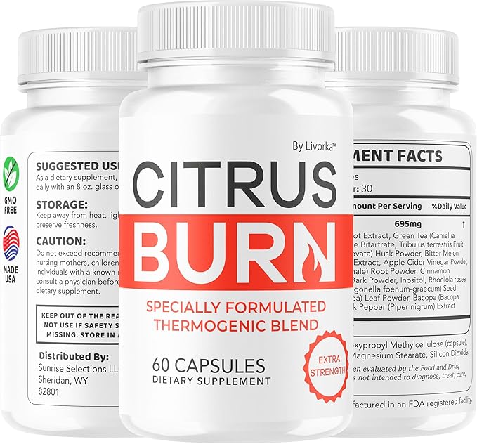 (2 Pack) Citrus Burn Capsules - Official CitrusBurn Pills Supplement Support All Natural Ingredients Advanced Formula Premium Multivitamin for Overall Health & Wellness, 120 Capsules for 2 Months