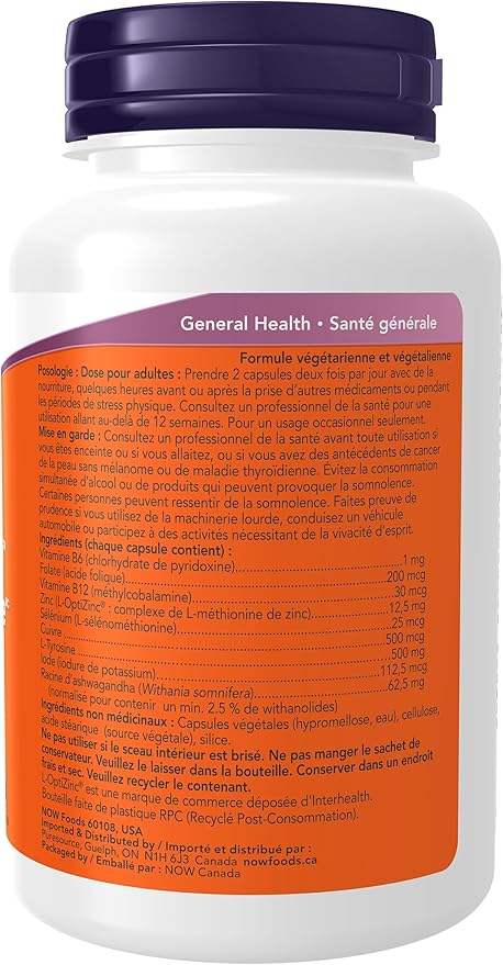 NOW Foods Supplements, Thyroid Energy™, Iodine and Tyrosine plus Selenium, Zinc and Copper, 90 Veg Capsules