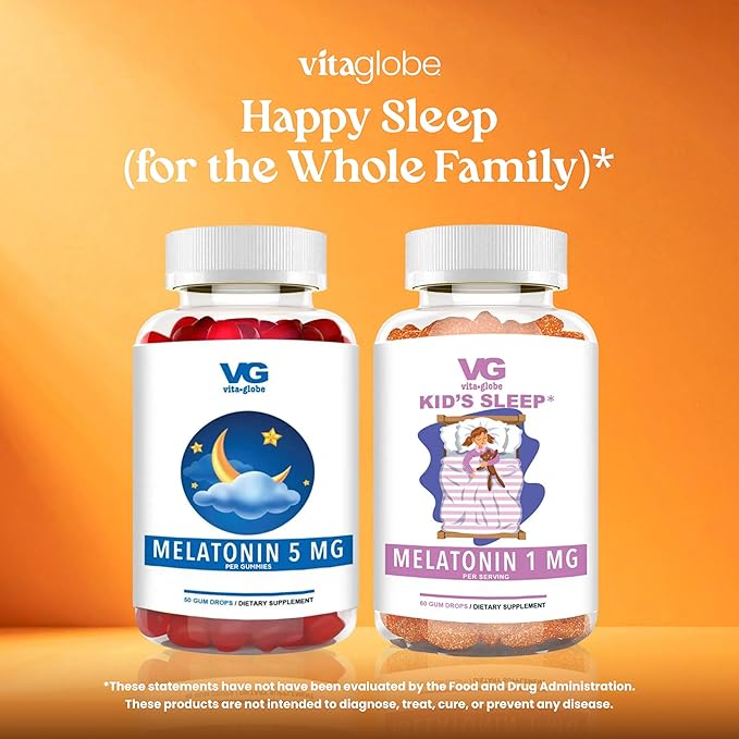 VITA Globe Melatonin Gummies 5mg, Sleep Aid Gummies, Sugar Free- Non-GMO, Vegan and Sleep Aid Supplement, Supports Relaxation & Healthy Sleep Cycle, 60 Count Sleep Aid Gummy (Pack of 1)