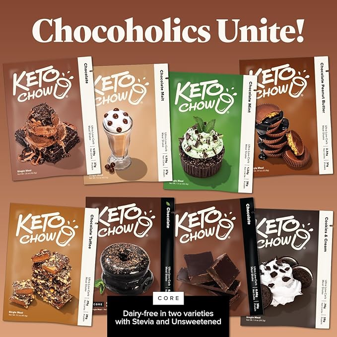 Keto Chow Chocolate Peanut Butter | Keto Meal Replacement Shake Powder | Nutritionally Complete | Low Carb | Delicious Easy Meal Substitute | Protein Rich You Choose The Fat | Single Meal Sample
