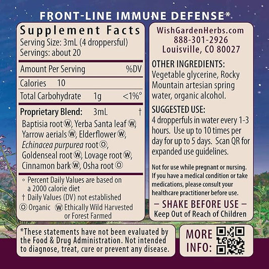 WishGarden Herbs Kick-Ass Immune Liquid Herbal Immune Support Supplement – Echinacea & Goldenseal with Elderflower (Sambucus Nigra) – Herbal Immunity Boost & Lymphatic Support Drops – Vegan – 4 oz