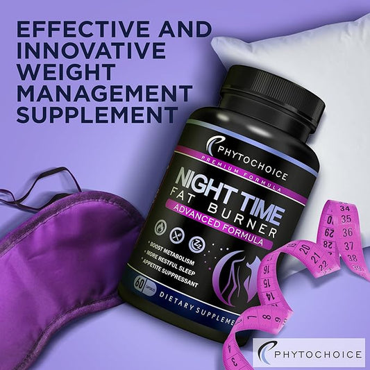 PHYTOCHOICE Night Time Weight Loss Pills for Women-Carb Blocker Appetite Suppressant with Melatonin-Fat Burner Diet Pills that Work Fast for Women-Nighttime Metabolism Booster-Made in USA-1 Pack