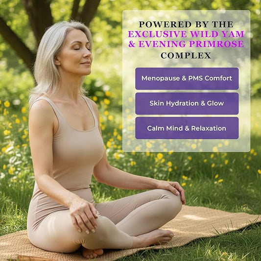 Lavender Wild Yam Cream for Women Hormone Balance, Evening Primrose infused for Menopause Support, Moisturizing Self Care for Hot Flashes, Night Sweats, Relaxation Gifts for Women