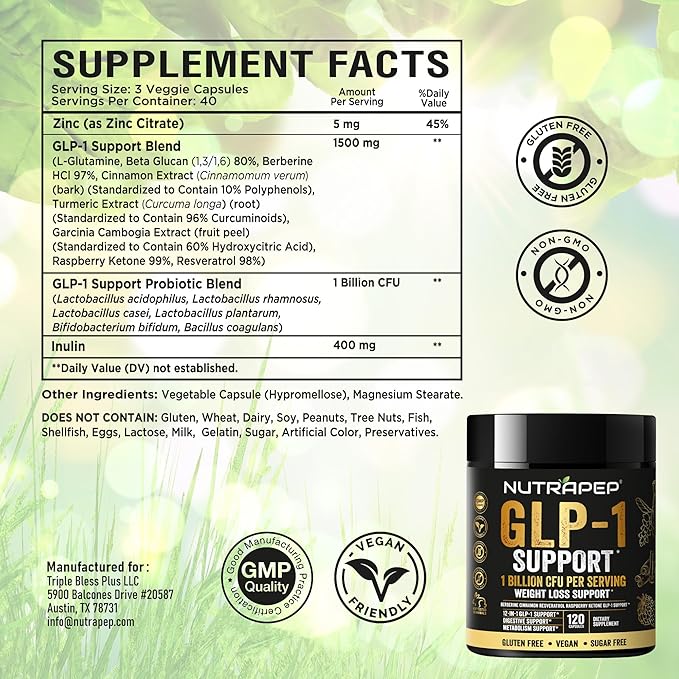 GLP-1 Support Weight Loss Probiotic Supplement - Women Men Natural Appetite Suppressant & Metabolism Booster - Daily GLP1 Support to Activate Fat Burn Support Healthy Gut Curb Hunger