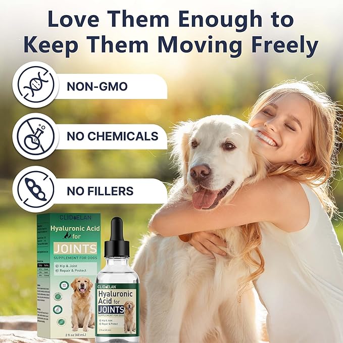 Hyaluronic Acid for Dogs – Liquid Joint Supplement for Dogs Supporting Mobility, Cartilage & Flexibility – Dog Joint Supplement for Joints, Skin, Coat & Eye Hydration – Pure, High-Molecular HA Drops