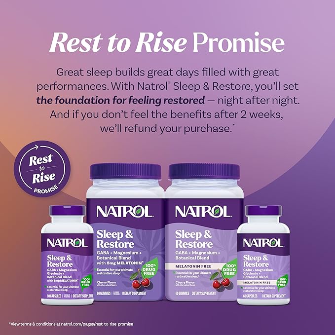 Natrol Sleep & Restore Calming Drink Mix with Magnesium Glycinate, Magnesium Sleep Aid, Melatonin-Free, Cherry, 10 Stick Packs