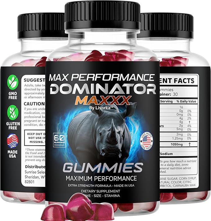 (2 Pack) Dominator Maxx Gummies for Men - Dominator Maxxx Natural Daily Nutrition Support Premium Advanced Formula Multivitamin Pills for Overall Health & Wellness, 120 Gummies for 2 Months