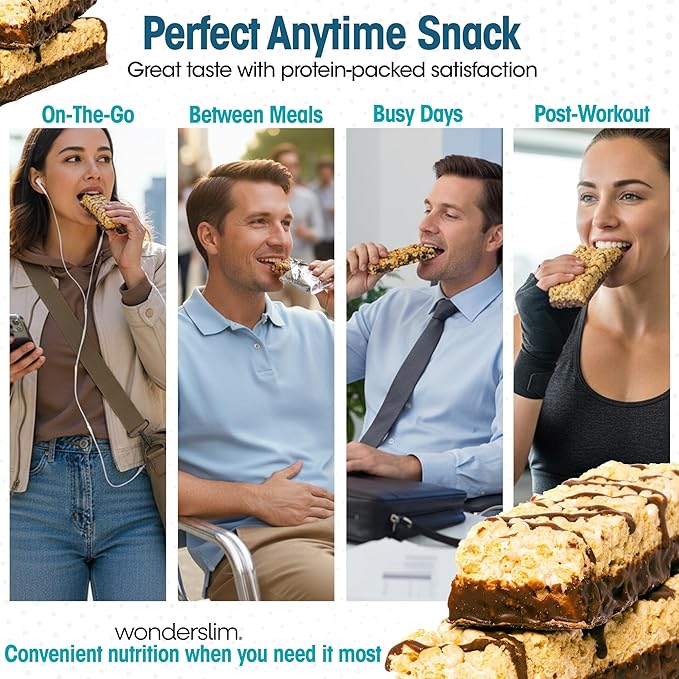 Wonderslim High Fiber Protein Bars, Fluffy S'more Crisp | 15g Protein, 8g Fiber | Low Sugar, Low Carb | Healthy Indulgence | Satisfying, Supports Energy & On-the-Go Convenience, 7 Pack