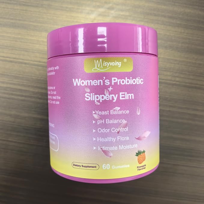Her Juicy Feminine Probiotics Gummies for pH Balance - Slippery Elm, Lactobacillus Blend - Gut & Immune Support - Pineapple Gummies, 60 Count (Lemon)
