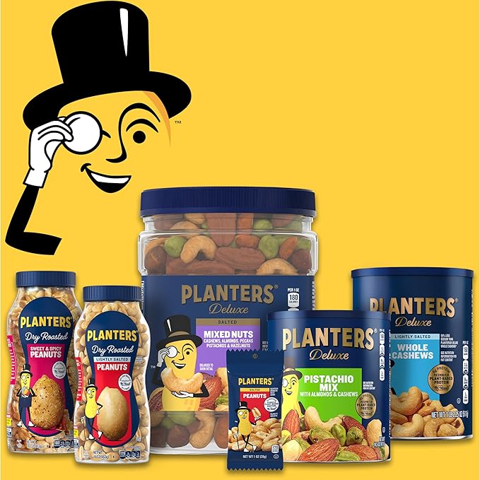 PLANTERS Lightly Salted Cashews, Cashew Halves & Pieces, Plant-Based Protein, 8 Oz Canister, Great Party Snack