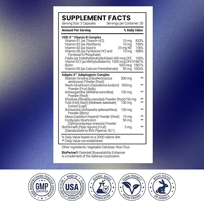 Research Verified Energy Booster - Natural Energy Support - 360 Capsules - Caffeine Free - B Vitamins and Adaptogens - 6 Month Supply
