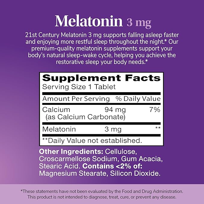 21st Century Melatonin 3 mg Tablets, 90 Count