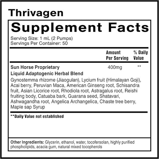 Quicksilver Scientific Thrivagen - Women's Health Supplement with 15 Energy, Hormone Balance & Adrenal Support Botanicals - Adaptogenic Herbs with Shatavari, Rhodiola & Maca Root (1.7oz / 50ml)