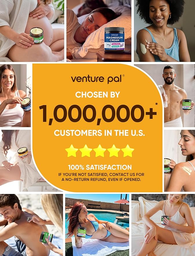 Venture Pal Topical Magnesium Cream, Fast-Absorbing Magnesium Moisturizing Lotion with Coconut Oil, Shea Butter & Hyaluronic Acid, Suitable for Kids