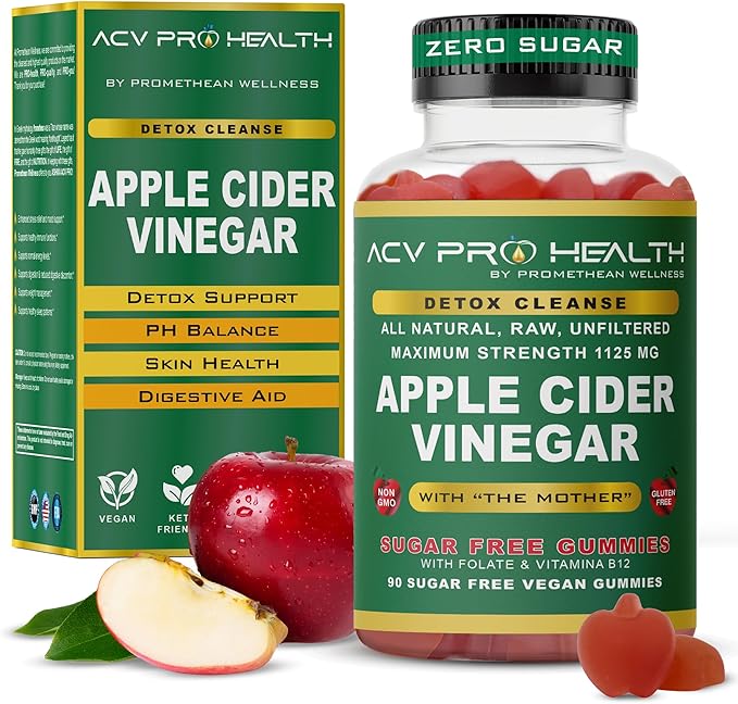 ACV with Sugar Makes No Sense! Apple Cider Vinegar Gummies Sugar Free Low Carb Advanced Keto Acv Gummies Keto Gummy Detox Cleanse (90 Count)