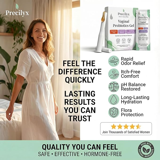 Vaginal Probiotics Intimate Care Gel for Women with Boric Acid Odor Control,Itch Relief & pH Balance Hormone-Free | BV & Yeast Infection Care | Dryness Moisturizer,14 Pre-Filled Applicators