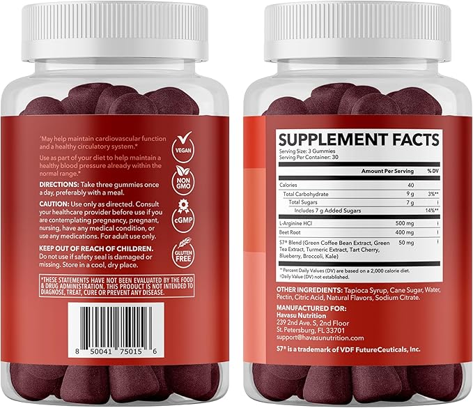 Nitric Oxide Gummies for Men and Women with L-Arginine and Beet Root - NO Gummies for Endurance and Recovery - 90 Count - Green Apple and Cinnamon Flavor - Vegan, Non-GMO, 1 Month Supply