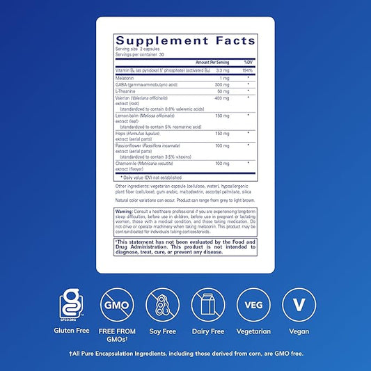 Pure Encapsulations Best-Rest Formula - Supports Restful Sleep - for Relaxation - Restful Sleep Supplement - Non-GMO & Vegan - 60 Capsules