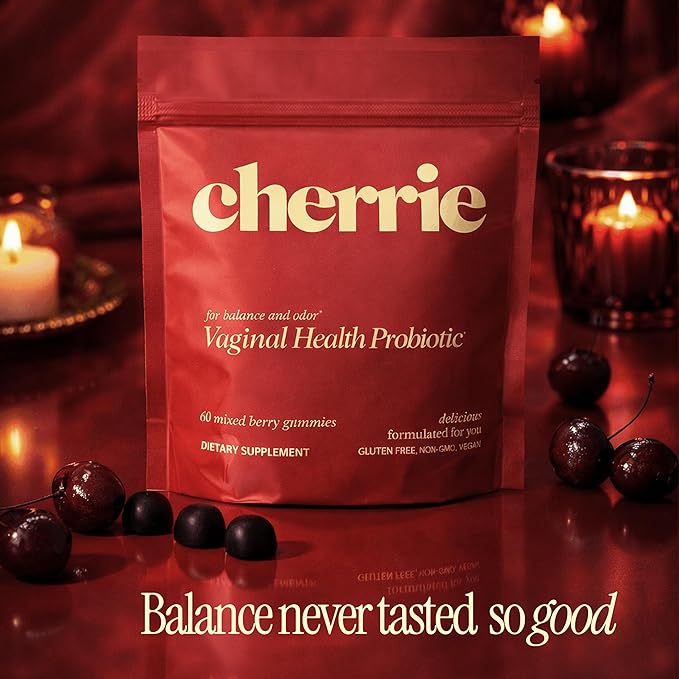 CHERRIE Vaginal Probiotic Gummies for Women, Balanced pH, Healthy Odor, Yeast Balance & Flora Support, Bloating Relief, Gut Health, Mixed Berry Flavor, 60 Count
