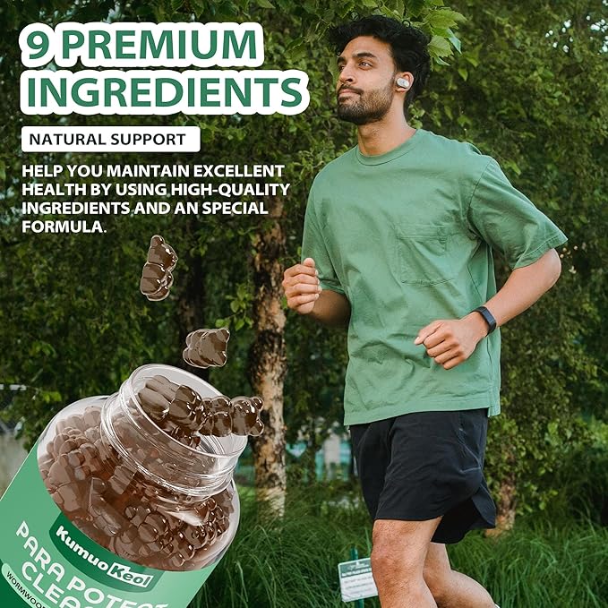 Black Walnut Wormwood Detox Gummies - Organic Herbal Extract with Pumpkin Seeds, Oregano Oil for Gut Health, Supports Digestive & Microbial Balance, Non-GMO & Gluten Free Supplements - 60 Count