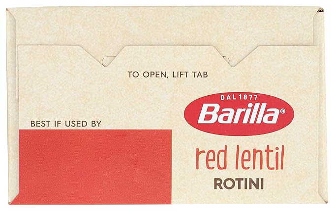 Barilla Red Lentil Rotini Pasta, 8.8 oz - Vegan, Gluten Free, Non GMO & Kosher - Made with Plant Based Protein