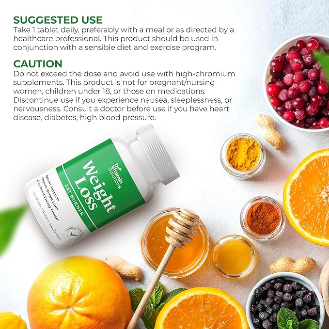 Fat Burner for Women & Men - Weight Loss Supplements with Green Tea Extract, Chromium, Vitamin B6 - Energy Booster, Belly Fat Burner & Appetite Suppressant Diet Pills - 60 Tablets