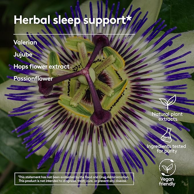 Calm & Sleep Syrup Supplement, Naturally Reduce Stress and Improve Sleep with Valerian Root, Hops Flower Extract, and Passionflower - 6.7oz
