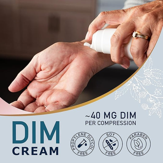 DIM Cream Supplement | Hormone Balancing Cream for Women | Diindolylmethane Supports Estrogen Balance & Relief for Menopause, Perimenopause, Hormonal Acne & Hot Flashes | ~40mg Per Serving | Soy-Free