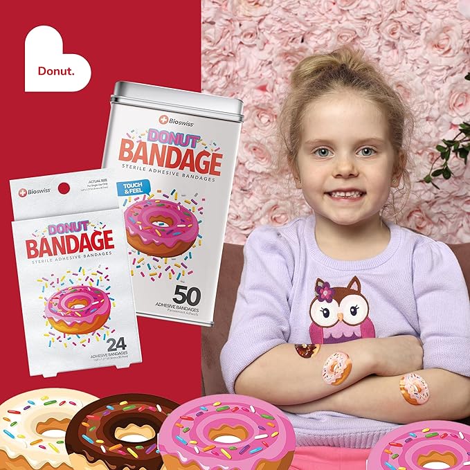 BioSwiss Bandages, Donut Shaped Self Adhesive Bandage Set, Latex Free, Sterile Wound Care, 50 Count