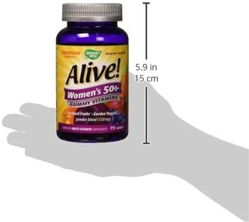 Nature's Way Alive! Women's 50+ Premium Gummy Multivitamin Supplement, Supports Heart, Brain & Bones*,B-Vitamins,Vegetarian,Grape&Cherry Flavored Gummy Vitamins,75 Gummies Packaging Vary,(Pack of 2)